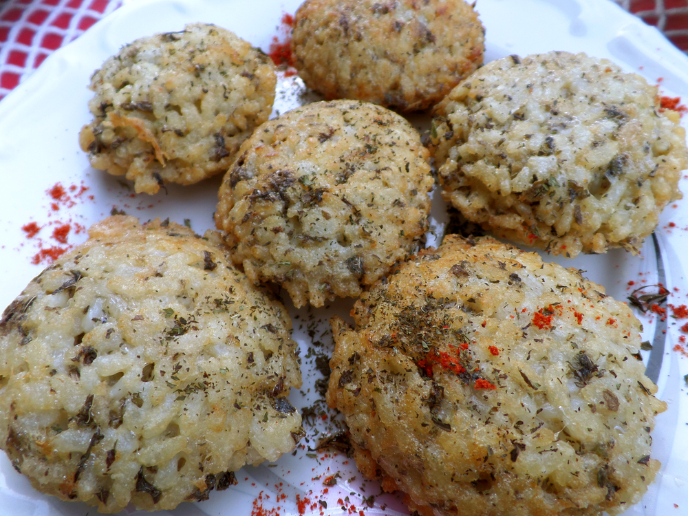 Traditional Albanian Deep-fried Rice and Egg with Herb, Gjirokastra, Albania